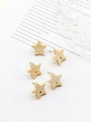 4PCS Wood Earrings, Star Pentagram Geometric Wooden Earrings for women, Reclaimed Ash Wood,  Nickel Free, Boho Wood Earring Finding JT915