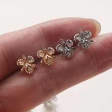 Load image into Gallery viewer, Cubic Zirconia Flower Post Earrings, Gold Plated Earring Post with Loop, Hypoallergenic, Handmade Earring Finding,DIY Earring Supplies GZ766