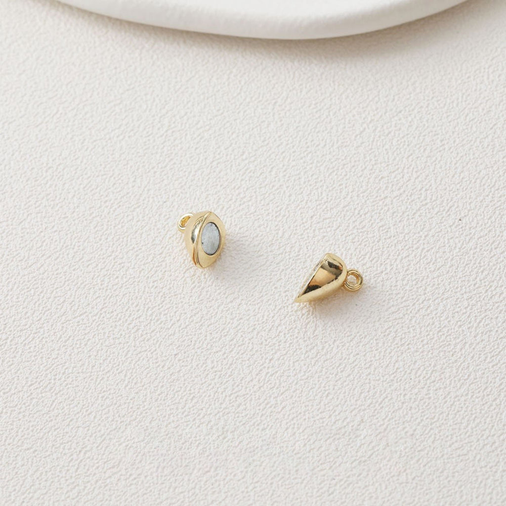 مشبك مغناطيسي على شكل قلب، مشبك سوار مغناطيسي، زوج واحد، مطلي بذهب عيار 14 قيراط، 16*12 مم، مشبك بحلقة، موصل، مشبك صنع الأساور GZ219