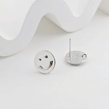 Load image into Gallery viewer, Emoji Round Earring Post, Smile Face Post Earring, S925 Silver Pin, 12.3mm, Nickel Free Earrings, Irregular Shape Ear Stud with Loop ZX275