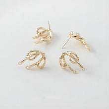 Load image into Gallery viewer, Hammered Bow Tie Earring Post, 14K Gold/Silver, S925 Silver Pin Nickel Free Earrings, Bow Tie Ear Stud with Loop GE008