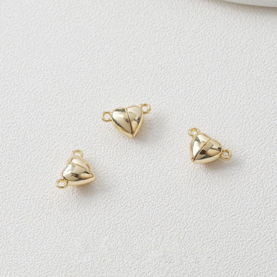 مشبك مغناطيسي على شكل قلب، مشبك سوار مغناطيسي، زوج واحد، مطلي بذهب عيار 14 قيراط، 16*12 مم، مشبك بحلقة، موصل، مشبك صنع الأساور GZ219
