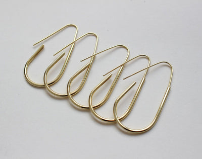 One pair-18K Gold Plated Drop Hoop Earring, 20*40mm, Drop Shape Hoops Earring GT065