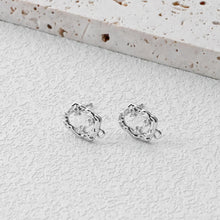 Load image into Gallery viewer, Rectangular CZ Earring Post With Loops, S925 Silver Pin Nickel Free Post, 18K gold Plated, Hypoallergenic Earring Findings D0433