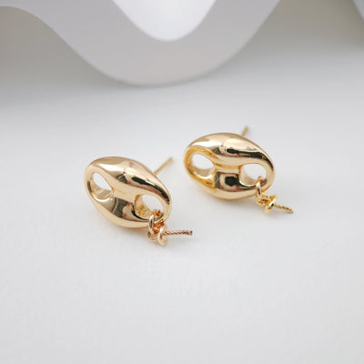 دبوس أنف خنزير، مع أغطية ربط للخرز اللؤلؤي نصف المثقوب، دبوس أذن من الفضة S925 خالٍ من النيكل، نتائج قرط مضادة للحساسية ZX177