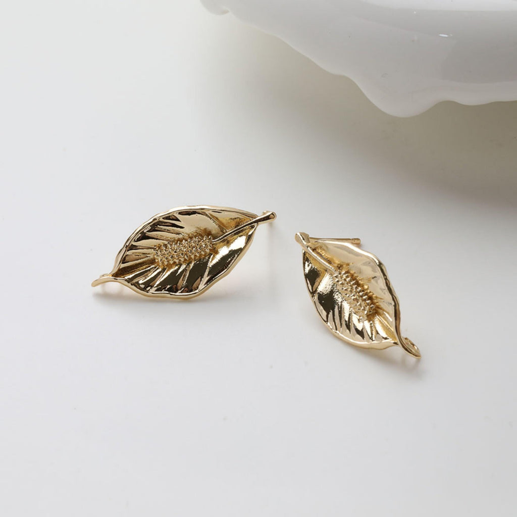 عمود قرط من ورق الذهب، أقراط من الذهب/الفضة عيار 14 قيراطًا خالية من النيكل، دبابيس أذن من الفضة S925، قرط أذن على شكل قلب مع حلقة GZ726