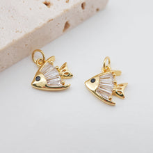 Load image into Gallery viewer, Animal Pave Charms, Fish Pendant, 18K Gold Plated Pendant, Jewelry Findings S950