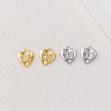 Load image into Gallery viewer, CZ Pave Heart Charm, 3D Heart Pendant, Gold Love Charm,  18K Gold Plated, For Necklace And Earrings Making, Jewelry Findings D0500