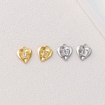 CZ Pave Heart Charm, 3D Heart Pendant, Gold Love Charm,  18K Gold Plated, For Necklace And Earrings Making, Jewelry Findings D0500