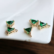 Load image into Gallery viewer, 10pcs Triangular Connector, Cubic Zircon Crystal Pendant, Bracelet Necklace Pendant, 14K Real Gold Plated, Jewelry Findings HL066-F134
