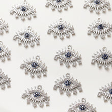 Load image into Gallery viewer, Cubic Evil Eye Charm, 14K Gold,Silver Plated CZ Pave Eye Pendant, Necklace Making Charm, Jewelry Findings GZ412