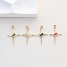 Load image into Gallery viewer, North Star Charms,  Crystal Cubic Pave Star Pendant, 18K Gold Plated, Necklace Making Star Charms, Jewelry Findings S1339