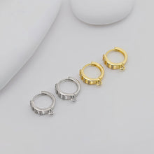 Load image into Gallery viewer, Cubic Zirconia Ear Hoops Multicolor Pave Crystal , 14mm, 18K Gold Plated Leverback Earrings, Huggie Hoops Earring D0546