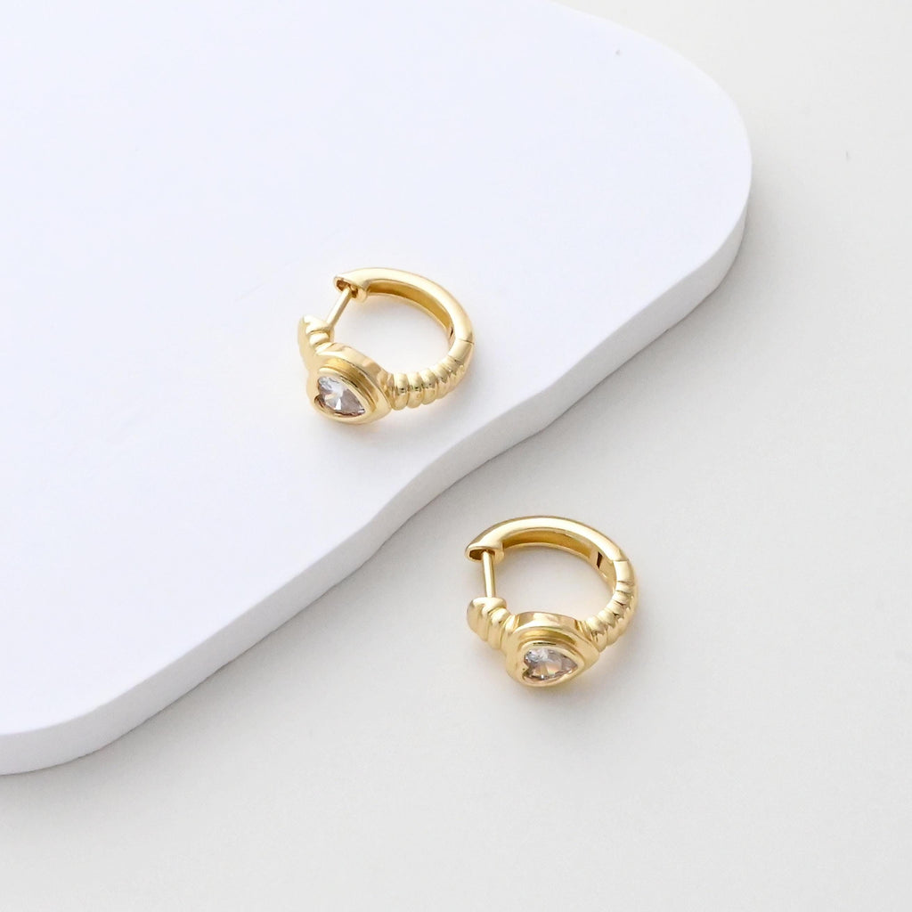 Twisted Heart Earring Hoops, Gold Plated Huggie Hoop Earring, CZ Leverback Earring, DIY Earring  Findings, Handmade Earring Supplies S1405