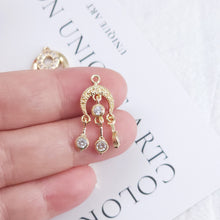 Load image into Gallery viewer, CZ Pave Moon and Star Charm, Cubic Zircon Crystal Pendant, CZ Earring Charms,  Real Gold Plated Earring Charms, Jewelry Findings ZR017-F124