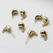 Cargar imagen en el visor de la galería, Pendientes de aro con diseño de cuerno de vaca, oro/plata de 14 quilates, pendientes de plata S925 sin níquel, accesorios hipoalergénicos para pendientes tipo botón GE116