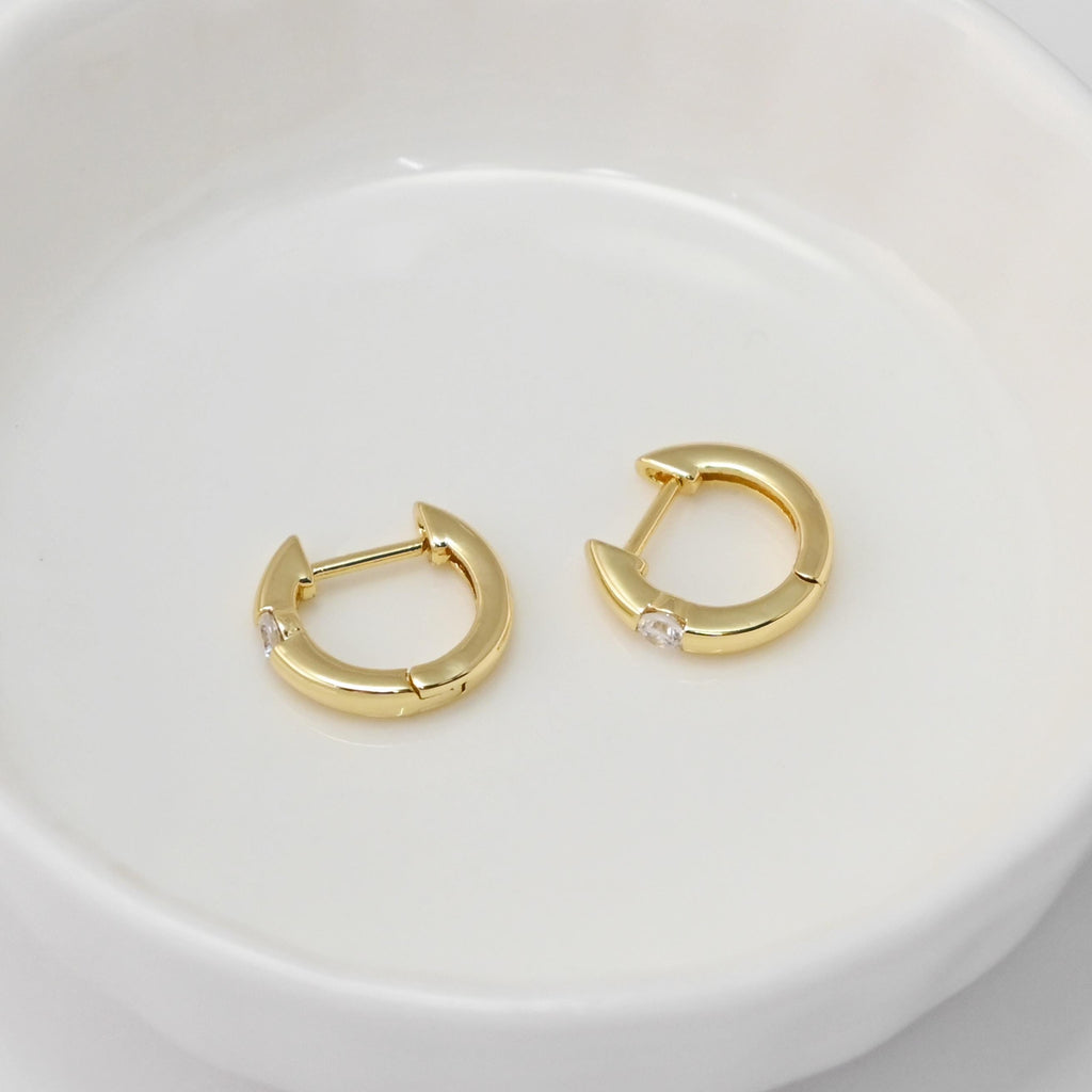 Cubic Zirconia Ear Hoop, Gold Plated Huggie Hoop Earring, Leverback Earring, DIY Earring  Findings, Handmade Earring Supplies D0512-D0555
