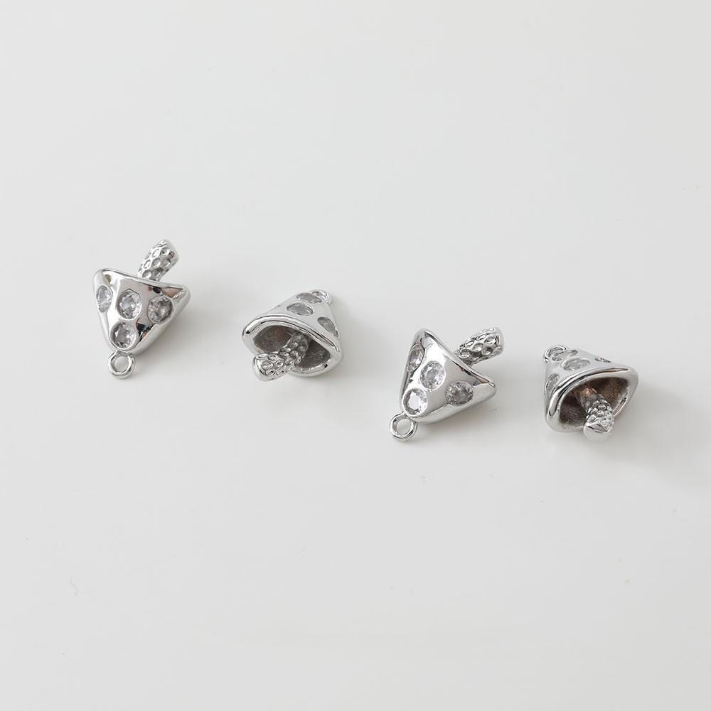 Mushroom Charm, 14K Gold/Silver Plated CZ Pave Pendant, Neckalce Bracelet Making Pendant, Jewelry Supply Finding GZ632