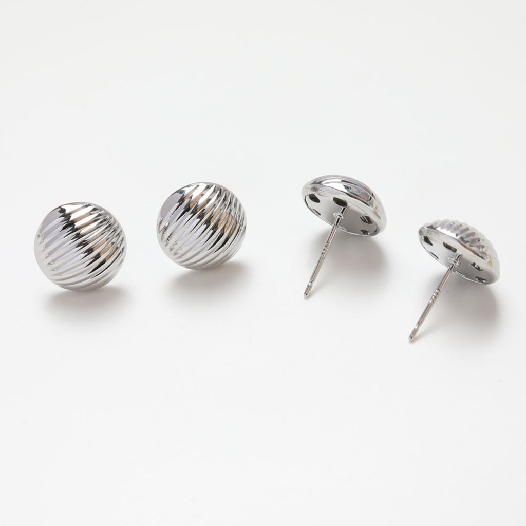 14K Gold Round Stripes Post Stud, S925 Silver Pin, Round Stud Earring Nickel Free, Hypoallergenic Earring Findings GZ259