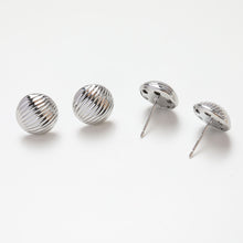 Load image into Gallery viewer, 14K Gold Round Stripes Post Stud, S925 Silver Pin, Round Stud Earring Nickel Free, Hypoallergenic Earring Findings GZ259