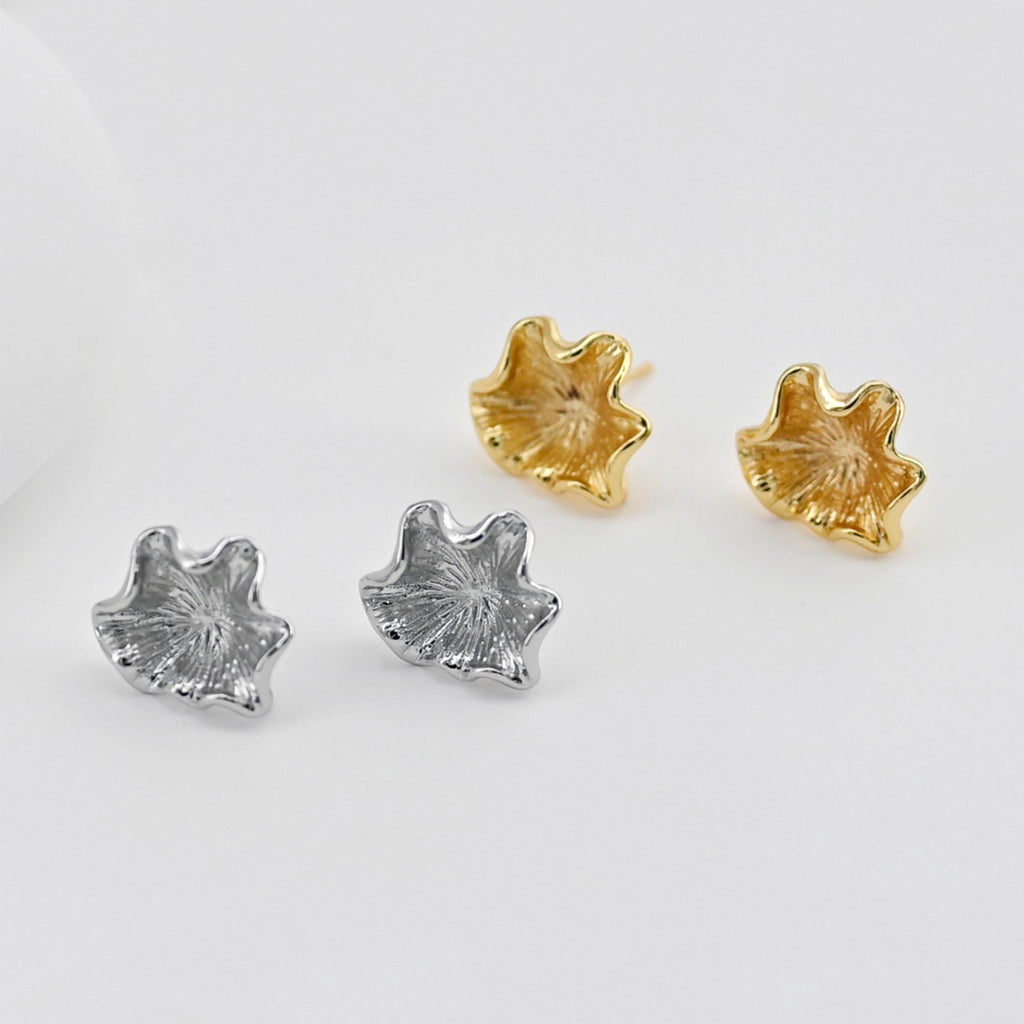 Flower Earring Post, 18K Real Gold Plated Brass Stud Earring With Loop, s925 silver pin, Nickel Free, Earring Finding D0482