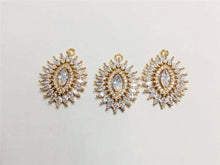 Load image into Gallery viewer, CZ Pave Oval Charm, Cubic Zircon Crystal Pendant, Bracelet Necklace Pendant, 14K Real Gold Plated, Jewelry Findings STG020-F064