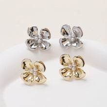 Load image into Gallery viewer, Flower Ear Post With Loop, S925 Silver Ear Pin Nickel Free Earrings, Gold/Silver Ear Stud, Hypoallergenic Earring Findings GZ272