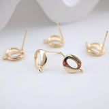 Oval Earring Post Earrings, Gold Earring Post with Loop, Hypoallergenic, Earring Findings, Handmade Earring Supplies ZX222
