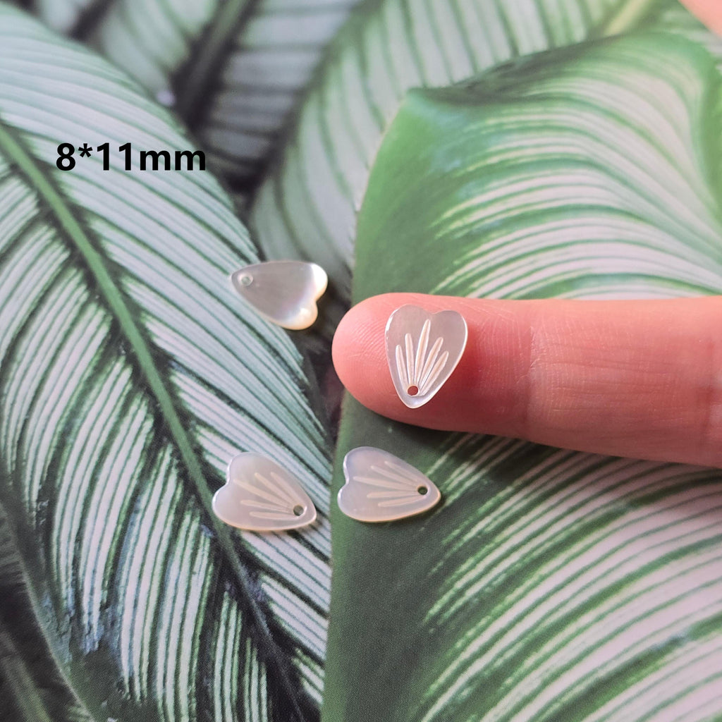 Heart White Mother-of-Pearl, MOP Shell Pendant, Shell Charm, Mother of Pearl Jewelry Making Findings RY066