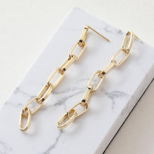Load image into Gallery viewer, Gold Link Chain Earring Post, Curb Chain Stud Earring Nickel Free, S925 Silver Ear Pin, Hypoallergenic Earring Findings G0021