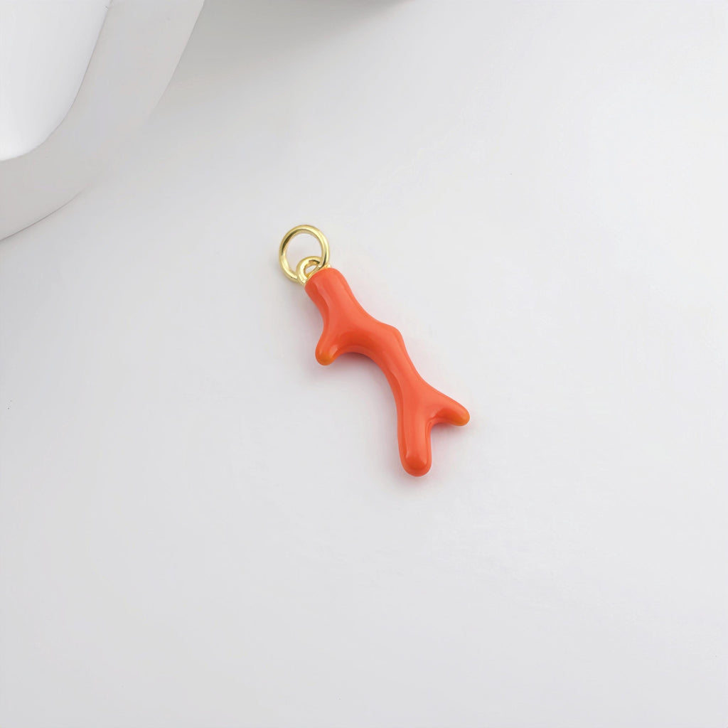 Enamel Marine Life Charms, Coral Pendant, Gold Plated Charms, Bracelet Making, Jewelry Findings S1293
