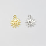 Gold Sun Charm, Sun With Rays Pendant, 18K Gold Plated, 18.5x22mm, Necklace Making Charm, Jewelry Findings S20673