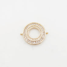 Load image into Gallery viewer, Round Pave CZ Connector, 18K Gold Plated Bracelet Making Connectors, Cubic Zirconia Pave Charms, 21.5x26mm Jewelry Findings S20359