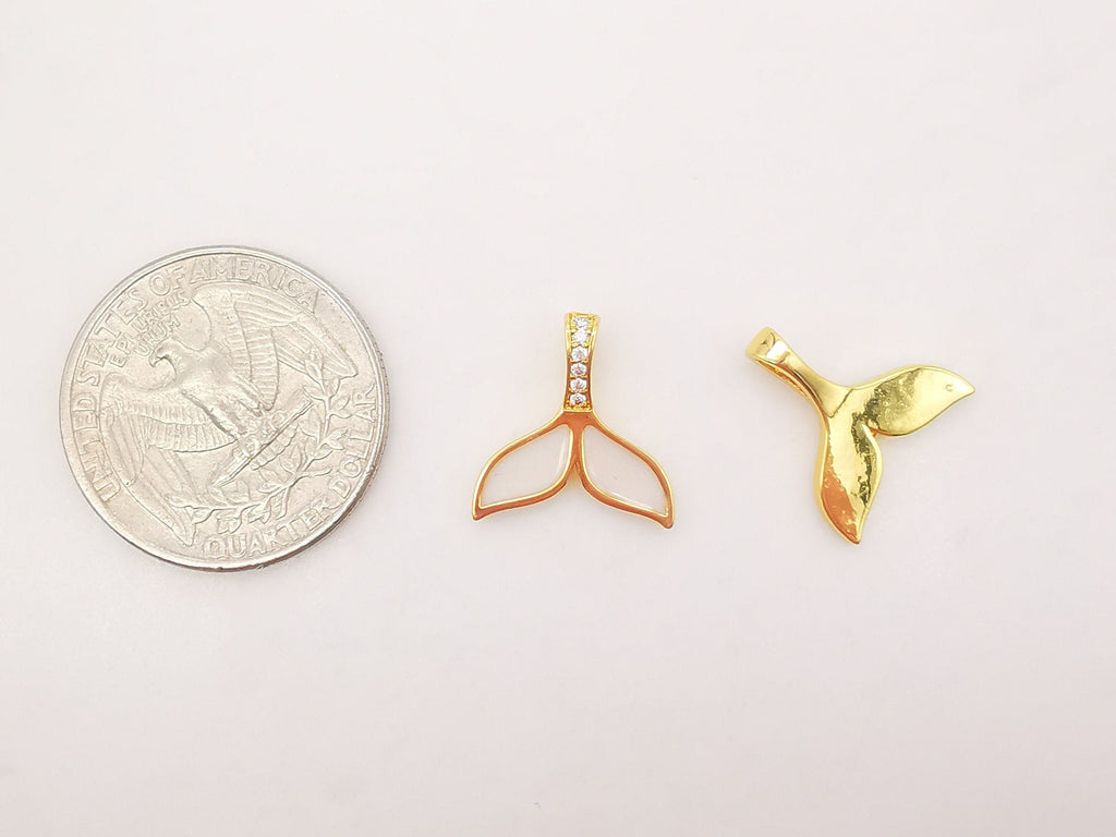 2 dijes de cola de pez esmaltados de 15 x 14 mm, chapados en oro de 18 quilates, para collares y accesorios de joyería S618