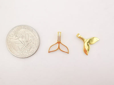 2PCS 15x14mm Enamel Fishtail Charms, 18K Gold Plated Cubic Pave Charms, Necklace charms, Jewelry Findings S618