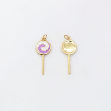 Load image into Gallery viewer, Enamel Lollipop, Colorful lollipop Pendant, 18K Gold Plated CZ Pave, Necklace Making Charms, Jewelry Findings S20449
