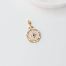 Load image into Gallery viewer, Smile Face Charm, Enamel Round Star Charm, Rainbow CZ Pave, 18K Gold Plated, CZ Pave Pendant, Necklace Jewelry Finding