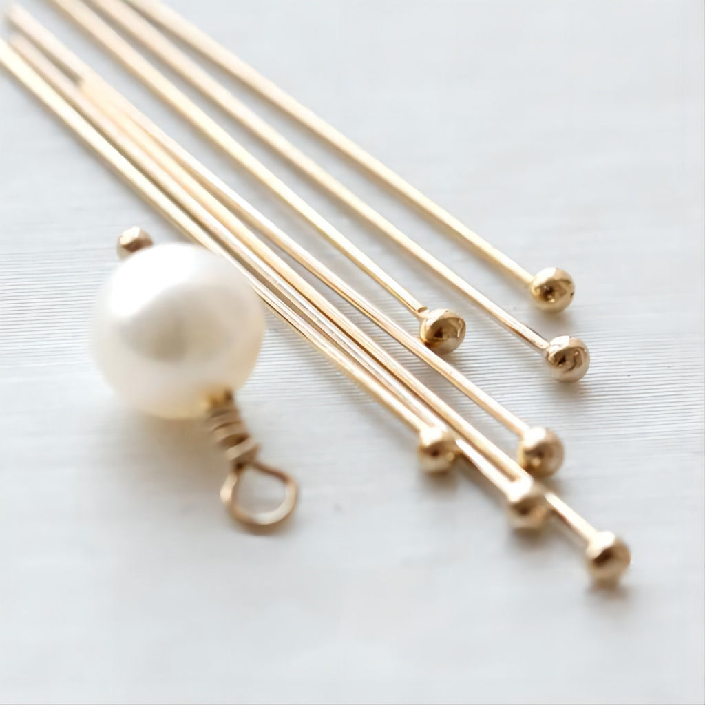 14K Gold Filled Ball Pins- [10PCS] 23/25/27/31 Gauge Ball Head Pins, Gold Filled Jewelry Making Supply BL015