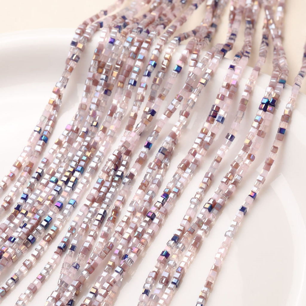 Cube Glass Beads, 2.5mm, Crystal Glass Loose Beads for Jewelry Making, DIY Beads Finding GZ548