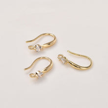 Load image into Gallery viewer, 14K Gold Plated Earring Hooks, Clear Cubic Pave, Nickel Free, Fish Hooks Earrings for Jewelry Making LL159-ZX7006