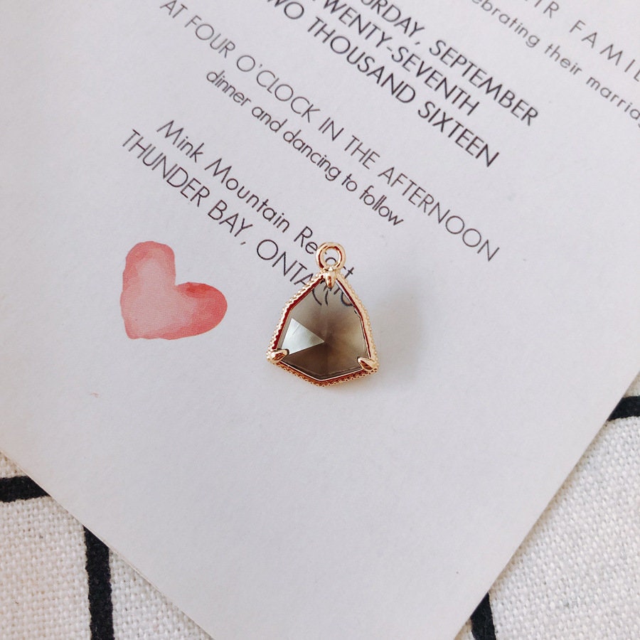 10pcs- Crystal Triangle Geometry Charms, 14K Gold Plated Crystal Pendant, Jewelry Findings MY073-F050