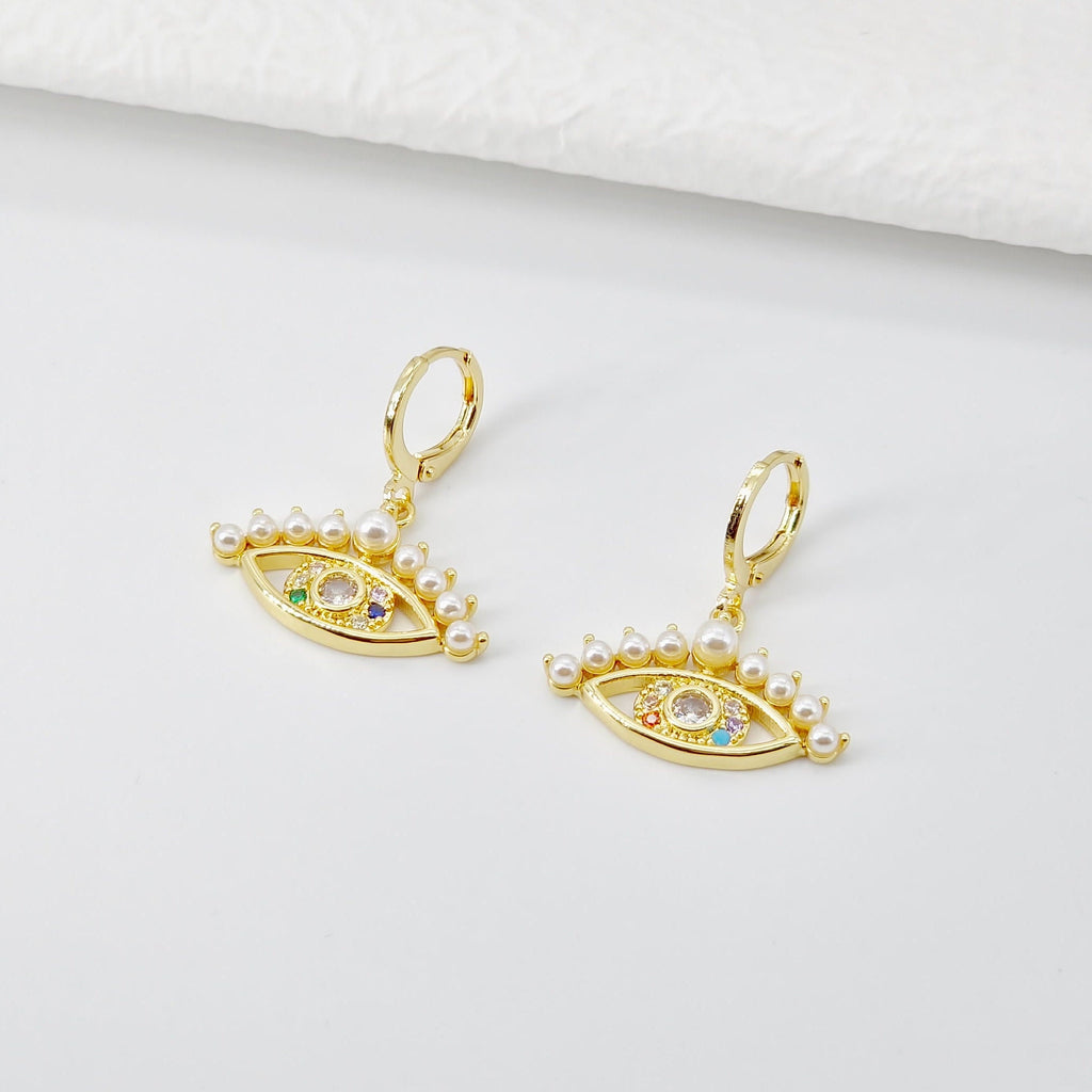 تميمة عين الشر، قلادة عين مطلية بالذهب عيار 18 قيراطًا من المينا، تميمة لصنع القلائد، قطع مجوهرات S20697