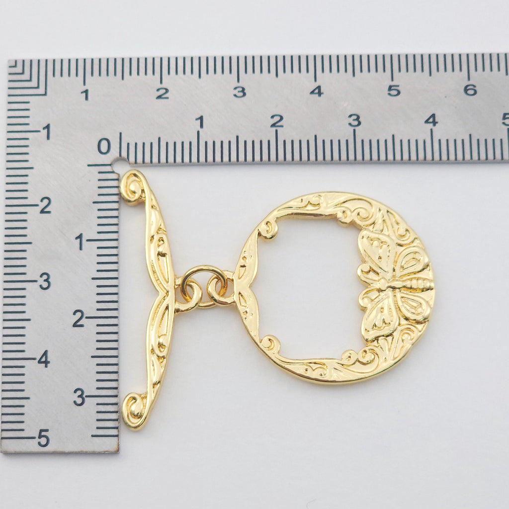 Boho OT Toggle Clasps, Antique Silver, 18k Gold, One Set OT Buckle, Necklace Closure, Connectors Clasps S1151