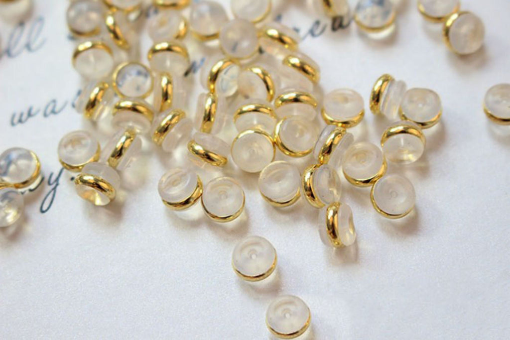 20PCS Ear Nuts, Gold Plated Earring Backs, Rubber Earring Stoppers, Wholesale Earring Findings ZZ015-ZX7008
