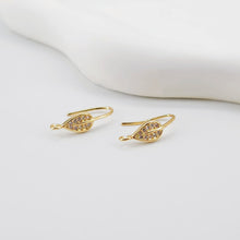 Load image into Gallery viewer, 18K Gold Plated Ear Wires, Learf Cubic Pave Earring Hooks, Nickel Free, Fish Hooks, Ear Wires for Jewelry Making D0132