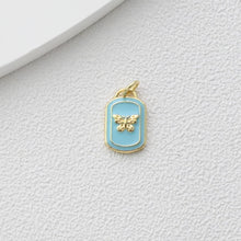 Load image into Gallery viewer, Enamel Card Charms Collections, Evil Eye, Flower Pendant, Owl Pendant , 18K Gold Plated, Necklace Making Charms, Jewelry Findings S1373