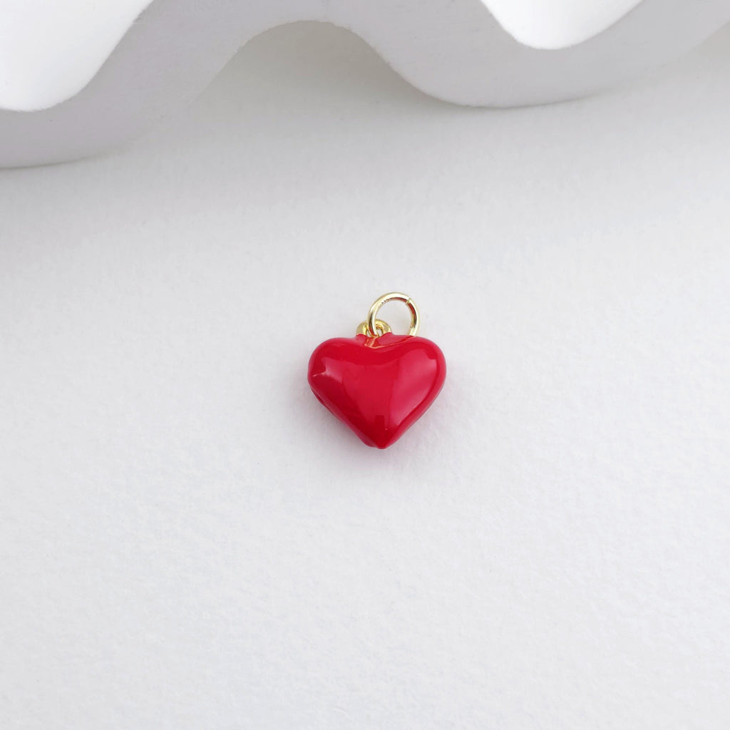4pcs Red Heart Enamel Charms, 18K Gold Plated Love Pendant, Necklace Making Pendants, Jewelry Findings S1298
