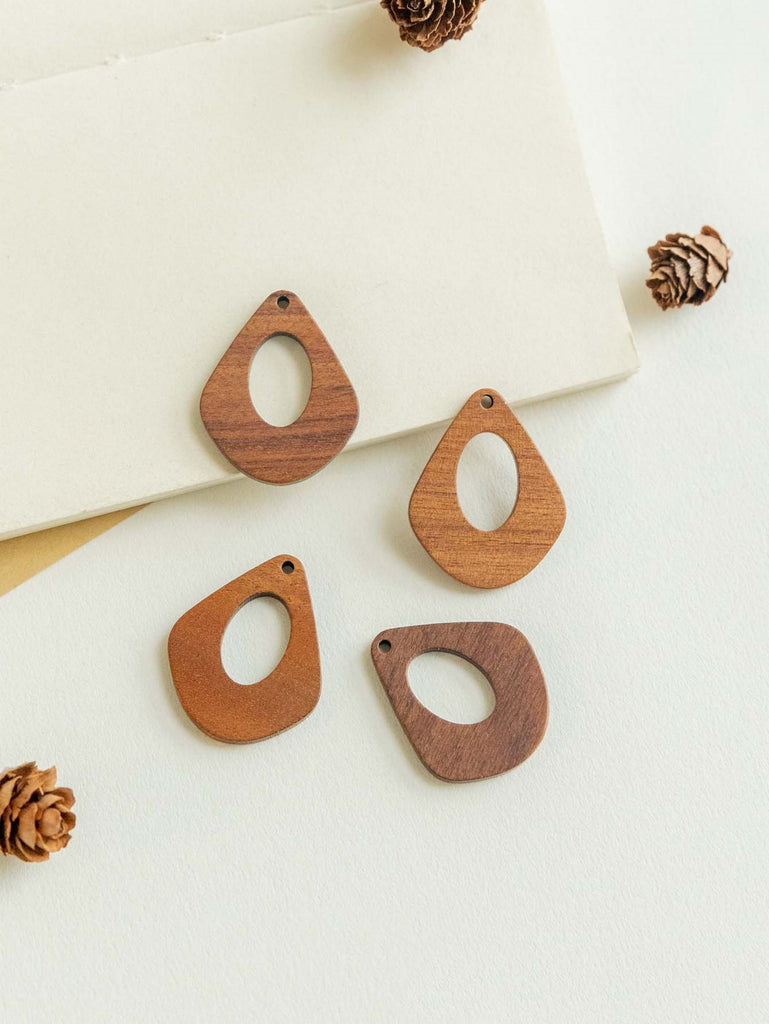 10 قطع من المعلقات الخشبية الهندسية المفتوحة، نتائج صنع القلادة JT076