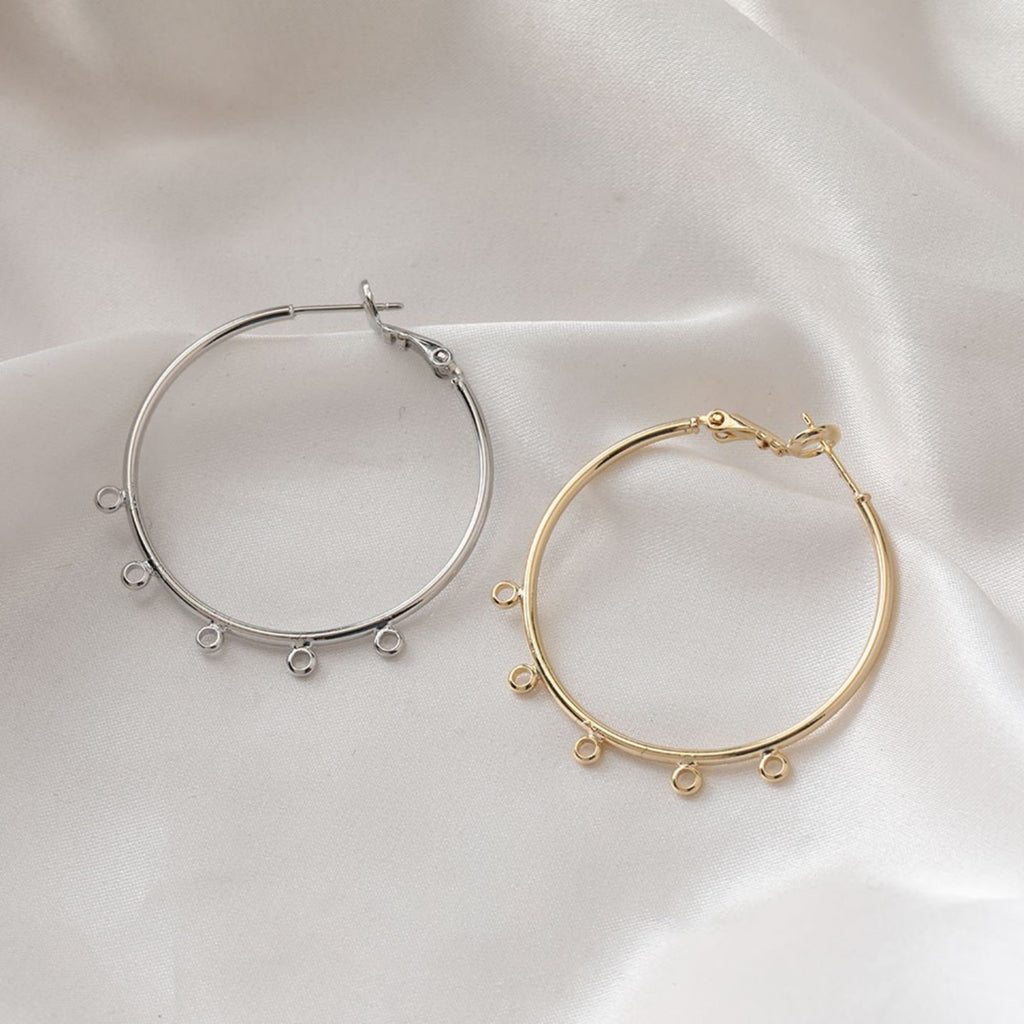 14K Gold Plated Round Hoop Earring, with Loops, Nickel Free Circle Earring Hoops, DIY Earring Finding, Earring Findings BB130