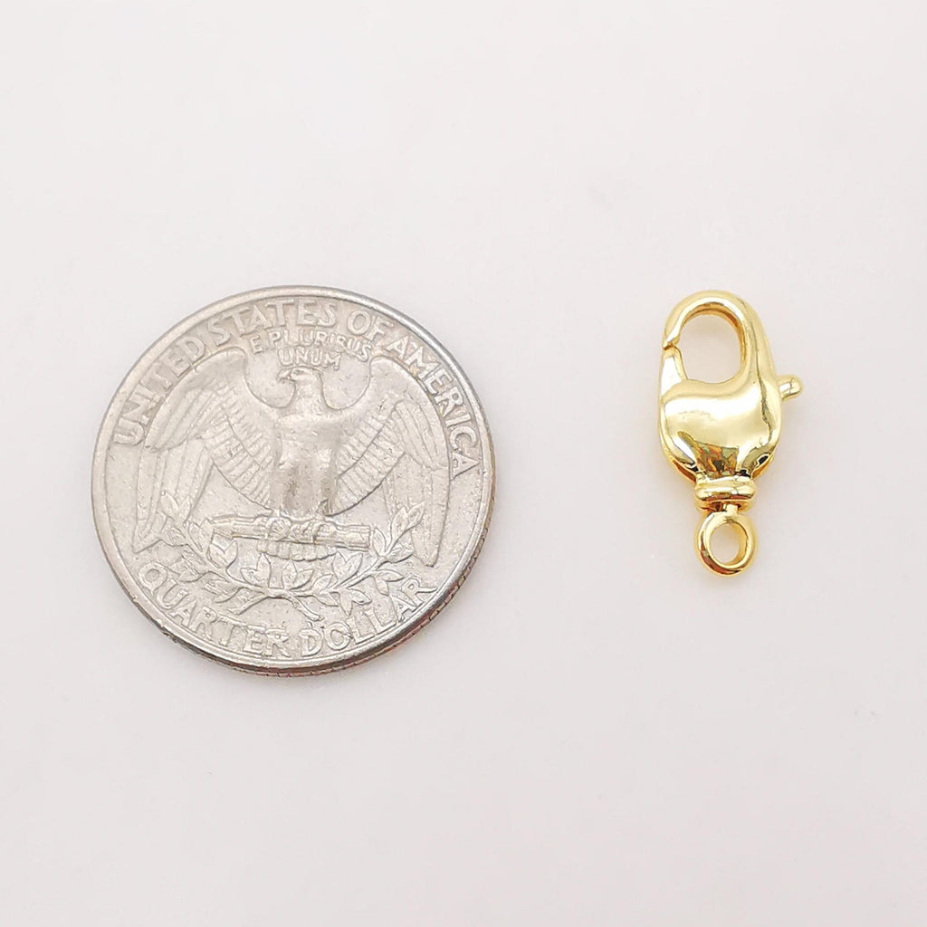 10 قطع - مشبك مخلب جراد البحر مطلي بالذهب اللامع عيار 18 قيراطًا، 7 × 15 مم، مشبك لصنع القلادة والأساور بحلقة مغلقة، نتائج المجوهرات S318